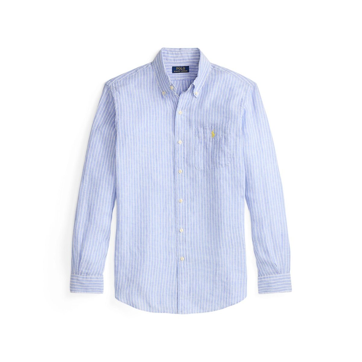 Chemise rayée en lin Custom Fit rayé bleu/blanc, POLO RALPH LAUREN