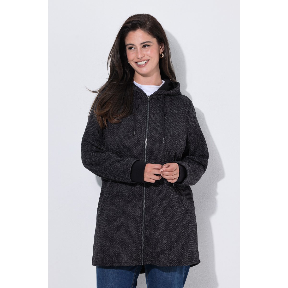 Veste en maille polaire, message noir, ULLA POPKEN