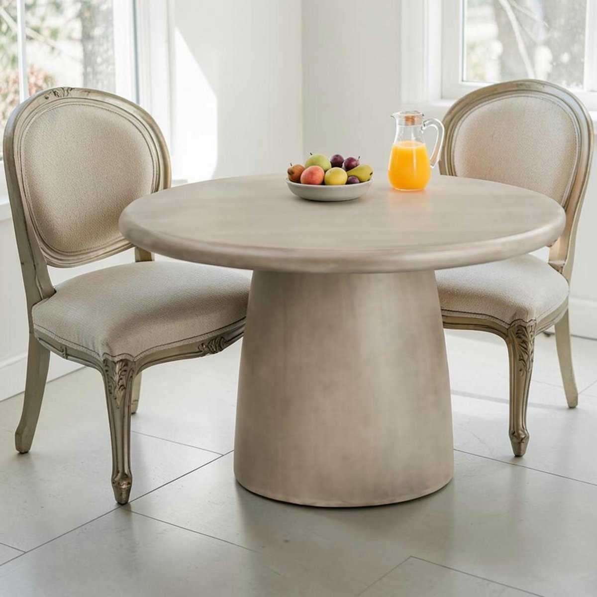 Table ronde en oxyde de magnésium ø120cm, intérieur/extérieur NERINGA gris, PIER IMPORT
