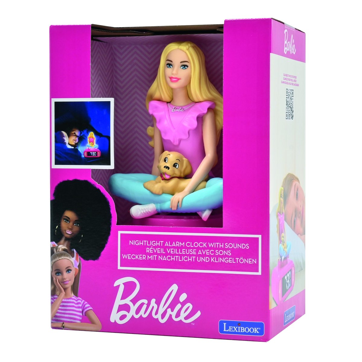 Réveil digital avec veilleuse lumineuse Barbie rose, LEXIBOOK