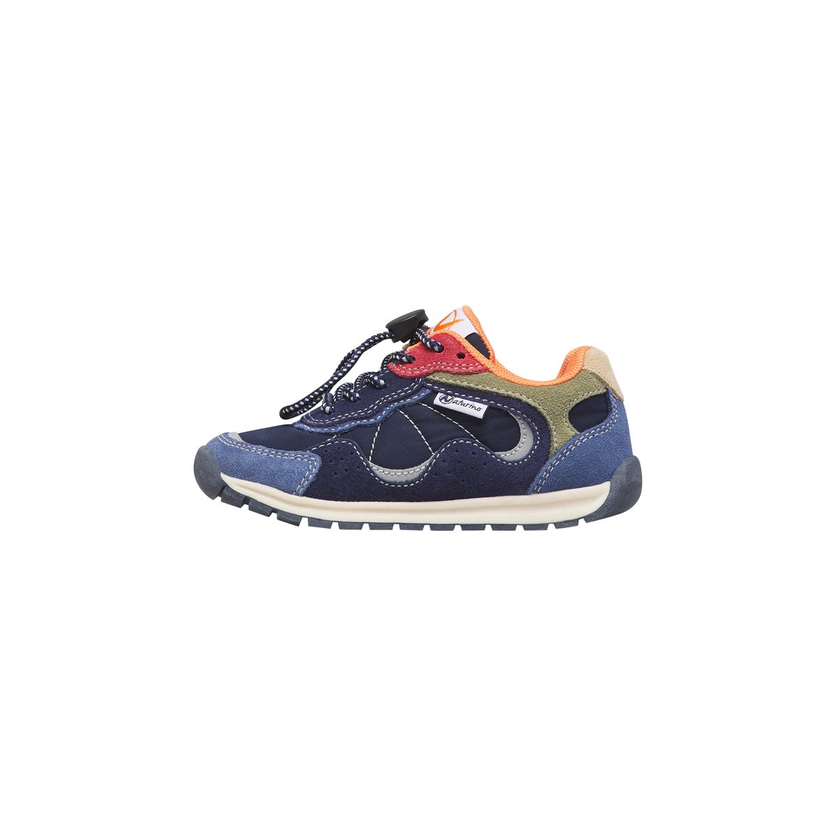 Sneakers en cuir et tissu MANSK. bleu-bleu ciel-blanc-rose, NATURINO
