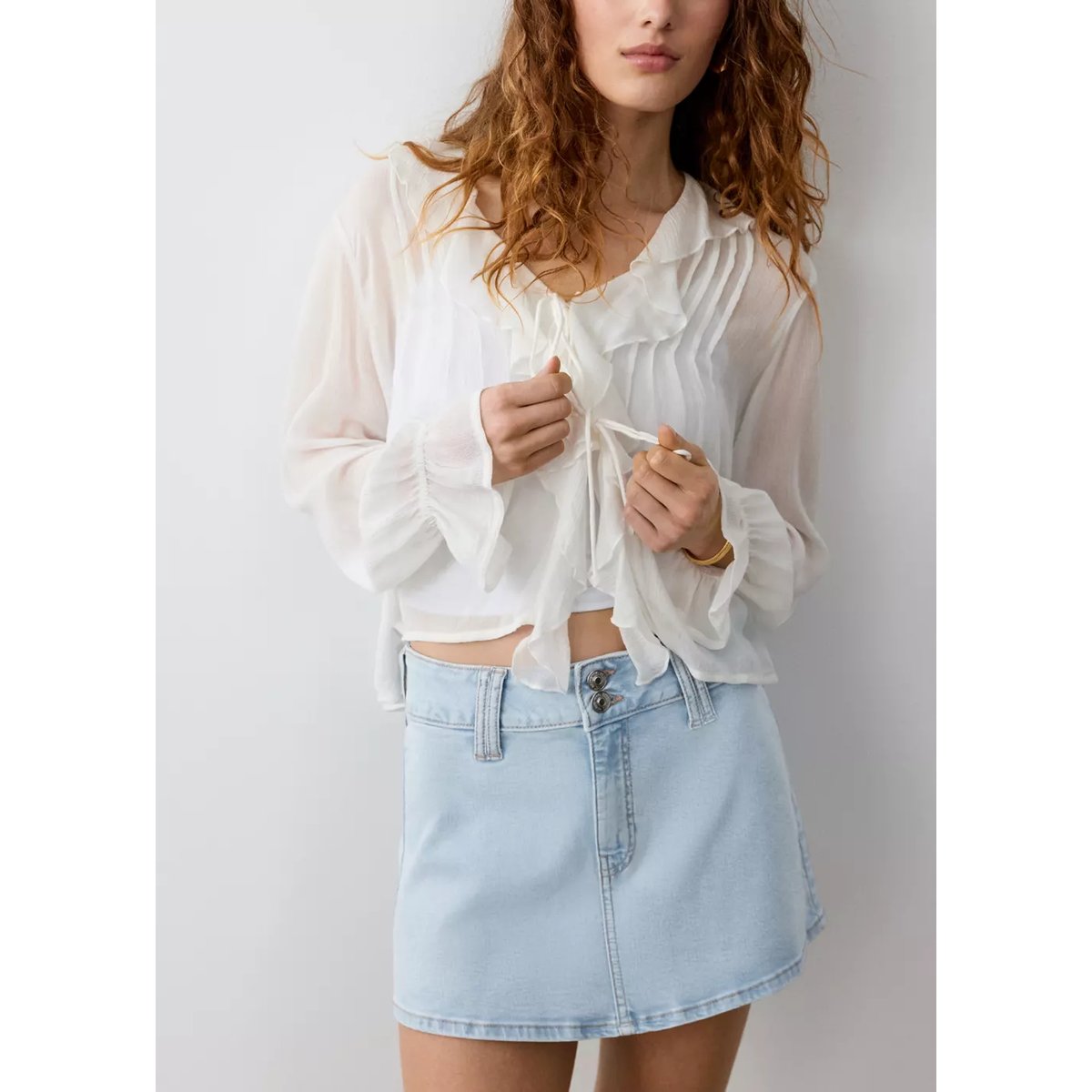 Jupe courte en jean bleu moyen, MANGO TEEN