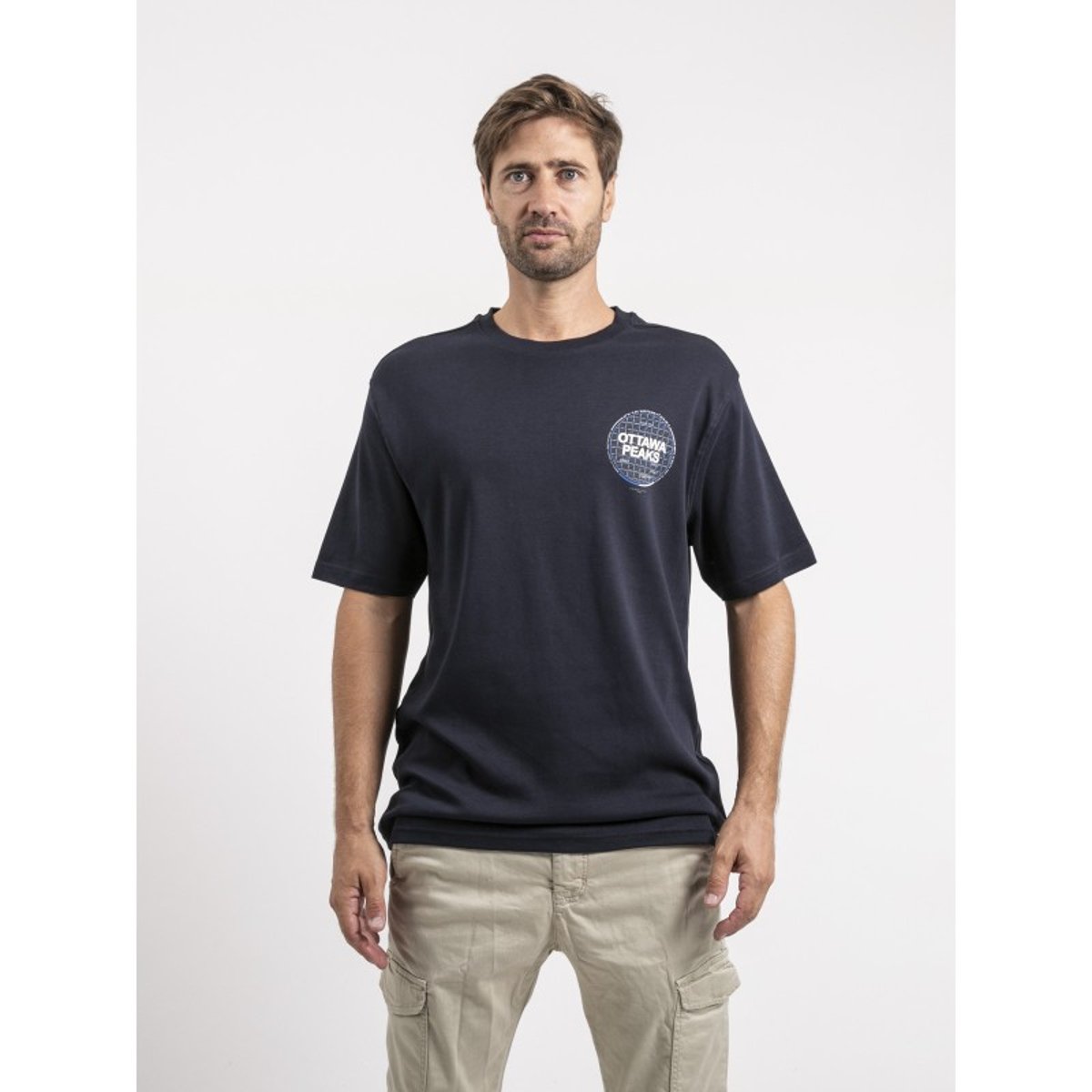 T-shirt Manches Courtes Pur Coton Oversize Jongame bleu marine, RITCHIE