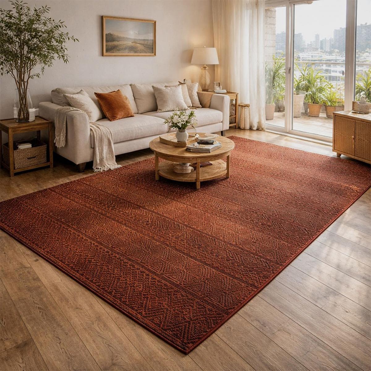Tapis berbère tissé motif ethnic LYN1 CHILA rouge, UN AMOUR DE TAPIS
