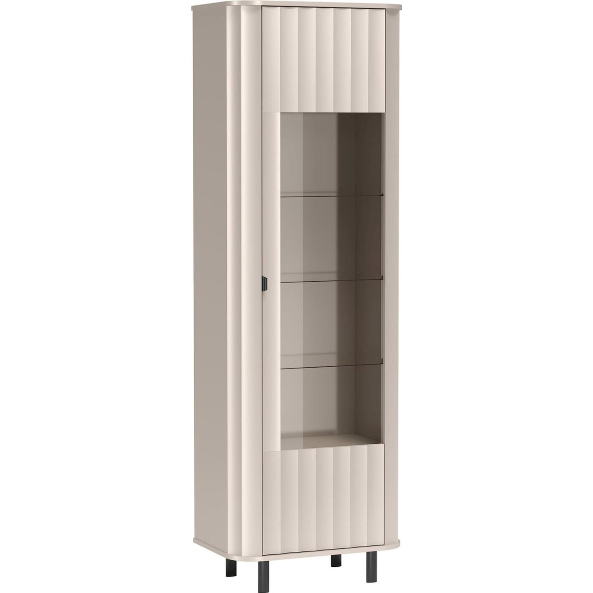 Vitrine haute 1 porte collection NOVADO cachemire mat et noir mat, RECOLLECTION