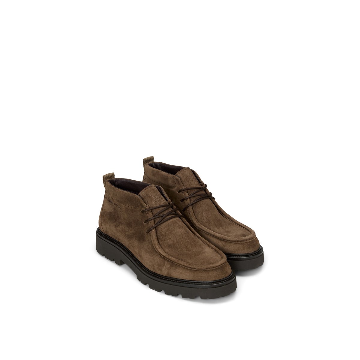 Bottes à lacets, modèle Phil en cuir velours souple marron, MARC O'POLO