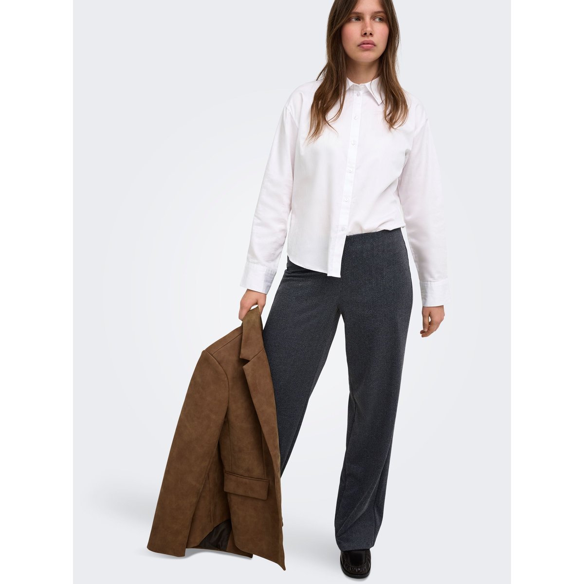 Pantalon À Jambe Large dark grey melange, ONLY