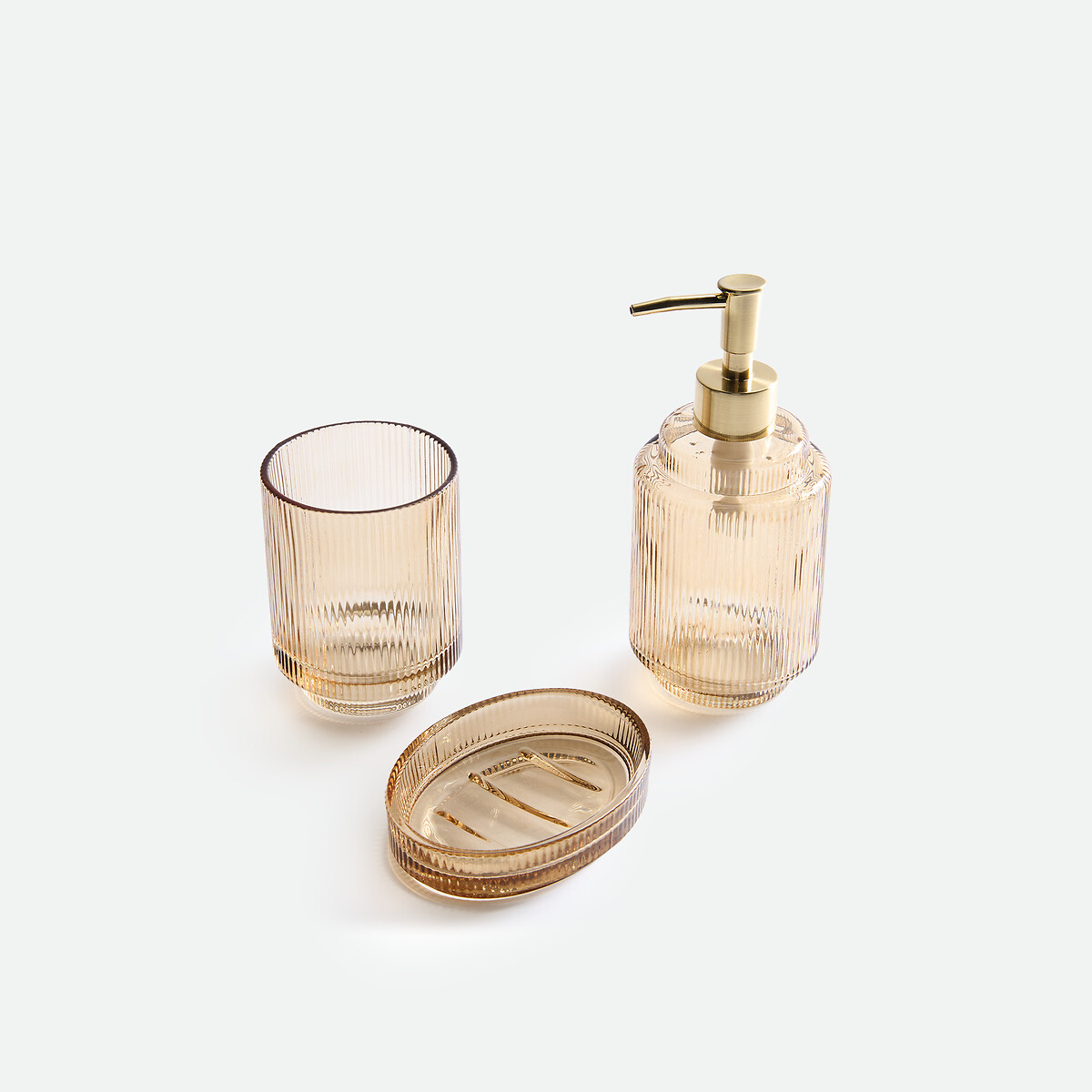 Set de salle de bain, en verre strié, LIZZO ambre, LA REDOUTE INTERIEURS