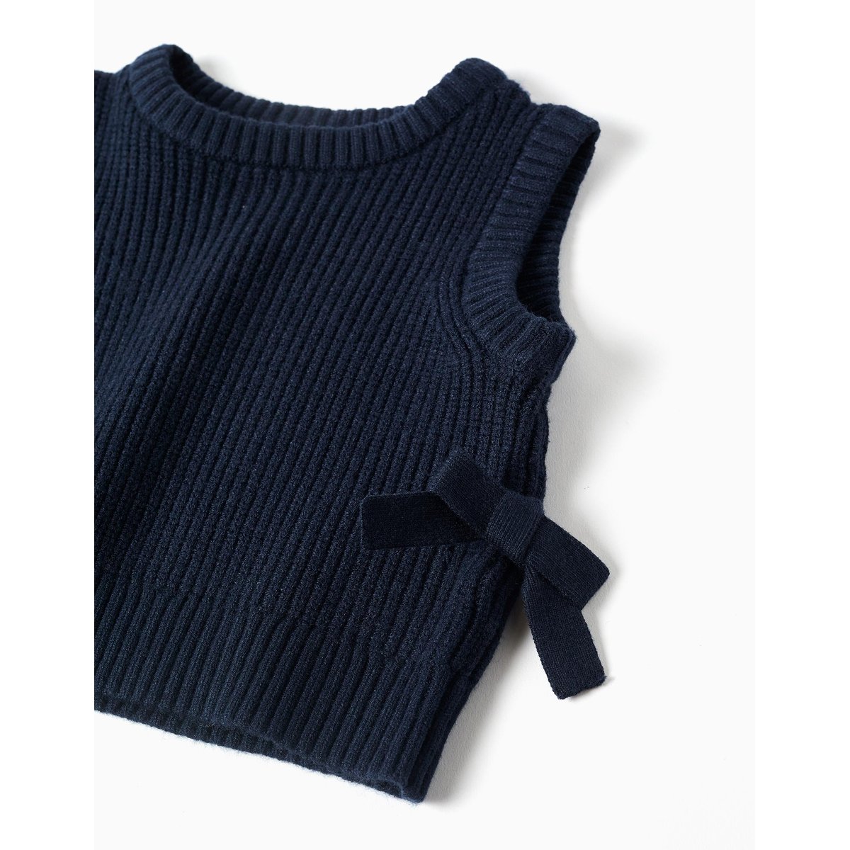 Gilet sans manches en maille avec nœuds sur les côtés bleu foncé, ZIPPY