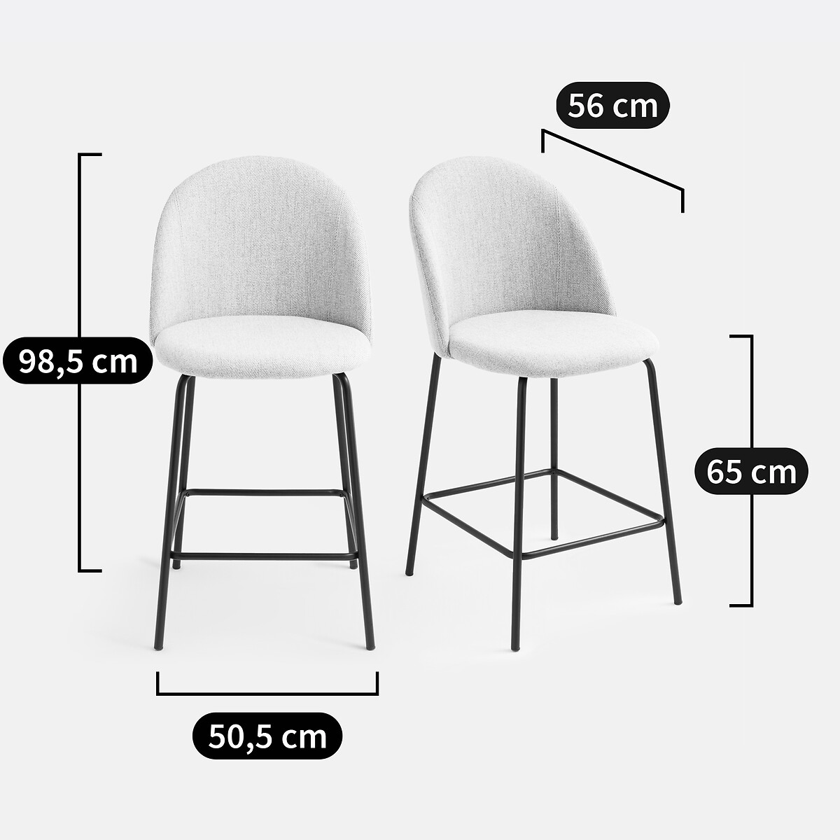 Set of 2 Nordie marl fabric bar stools beige marl, LA REDOUTE INTERIEURS