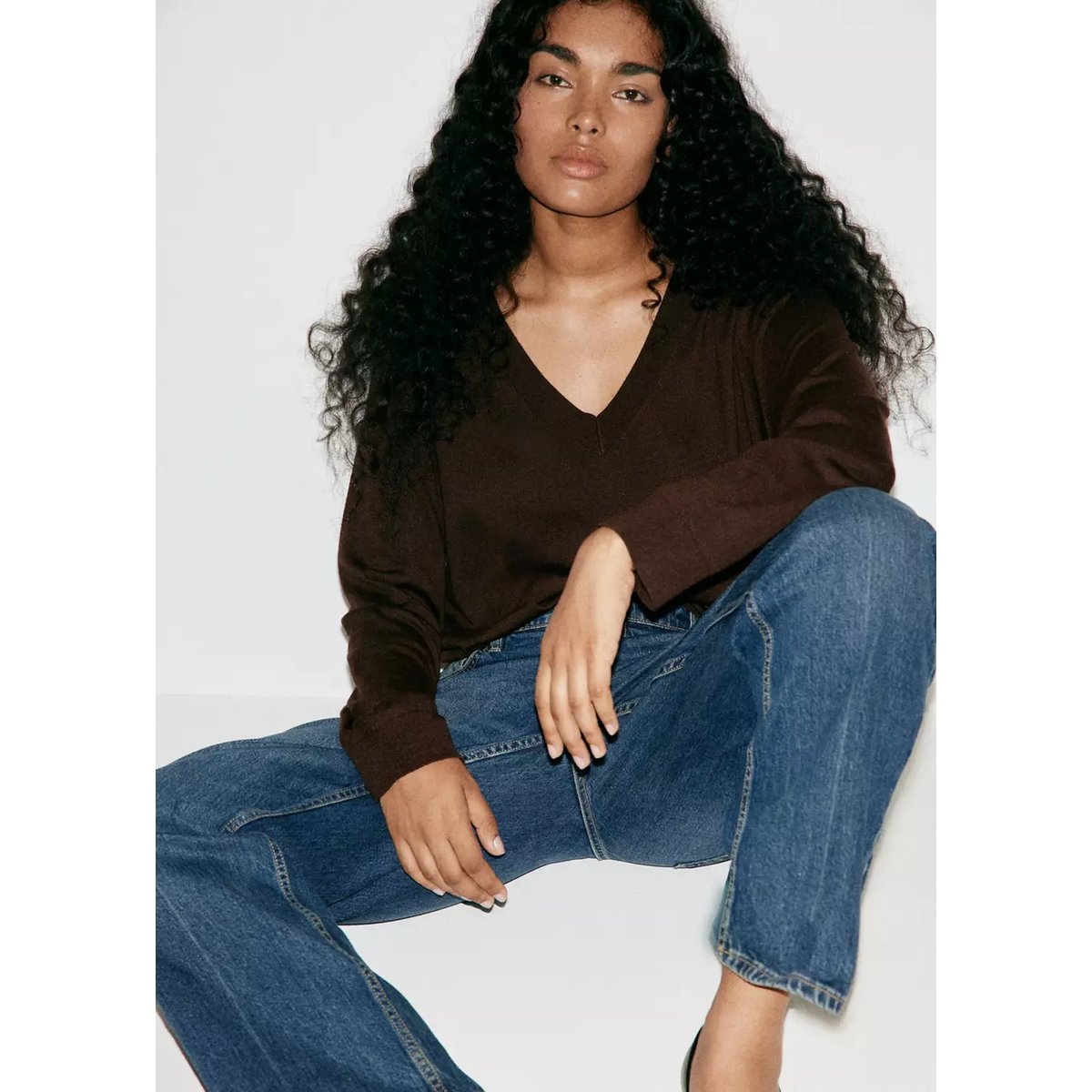 Jean slim taille haute bleu foncé, MANGO