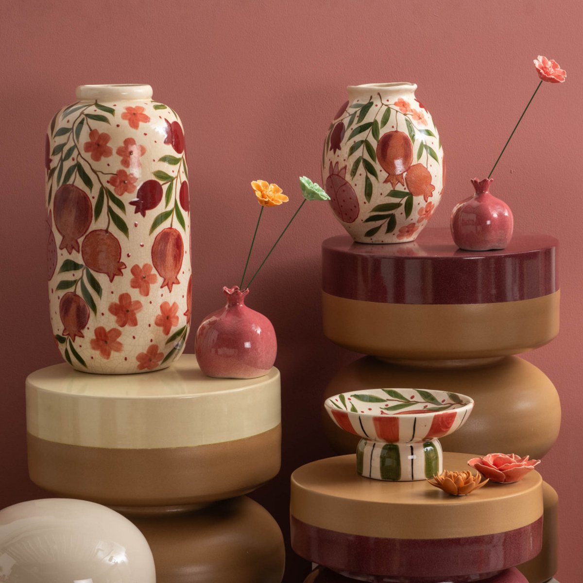 Vase Oriane H en céramique multicolore, AMADEUS