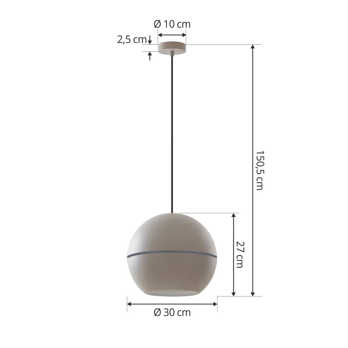 Suspension en aluminium moderne, Calantha gris clair, blanc, LUCANDE