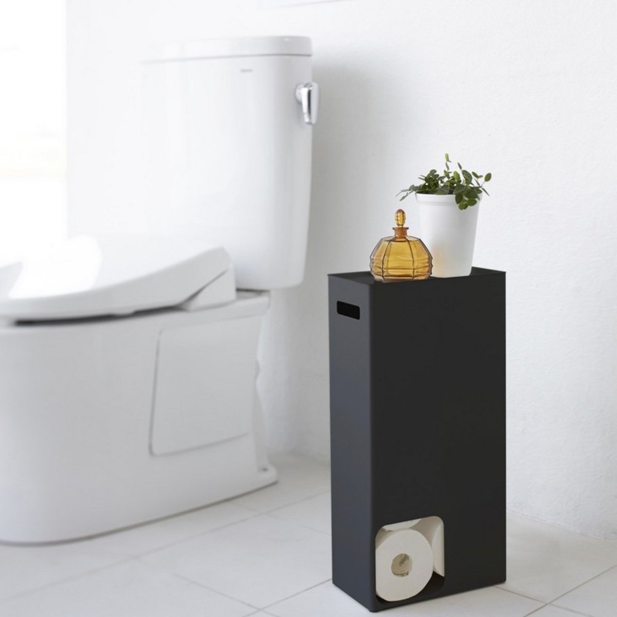 Réserve rangement design papier WC TOWER noir, YAMAZAKI
