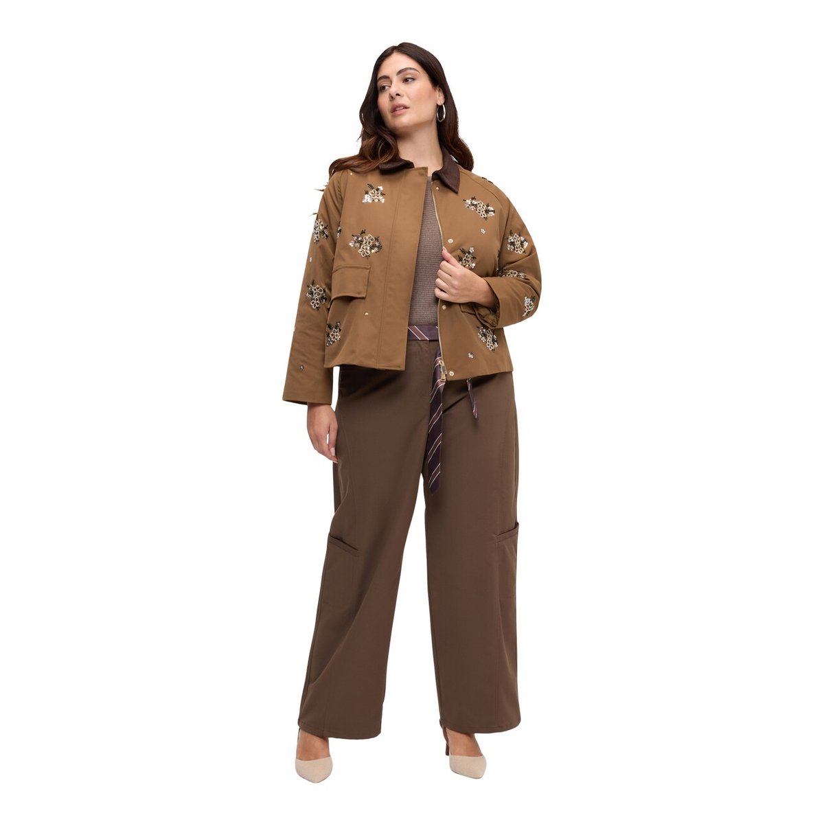 Pantalon cargo avec ceinture marron, FIORELLA RUBINO