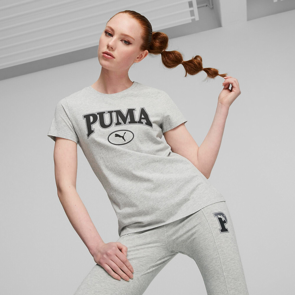 T-shirt Puma Squad Graphic tee gris clair chiné, PUMA