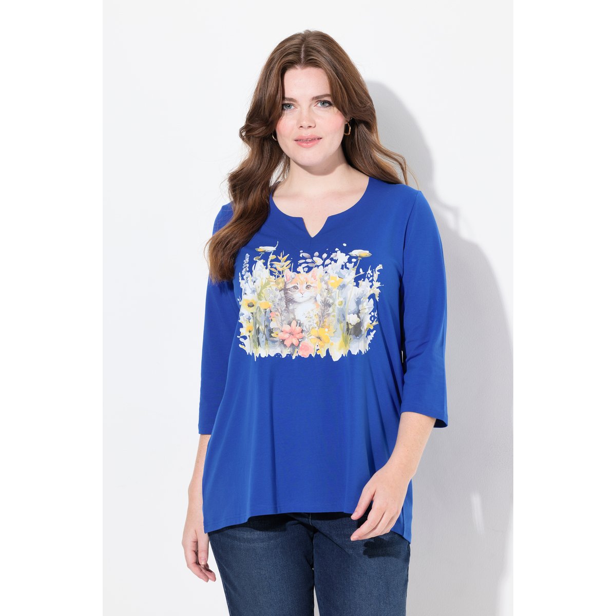 T-shirt à fleurs bleu roi, ULLA POPKEN