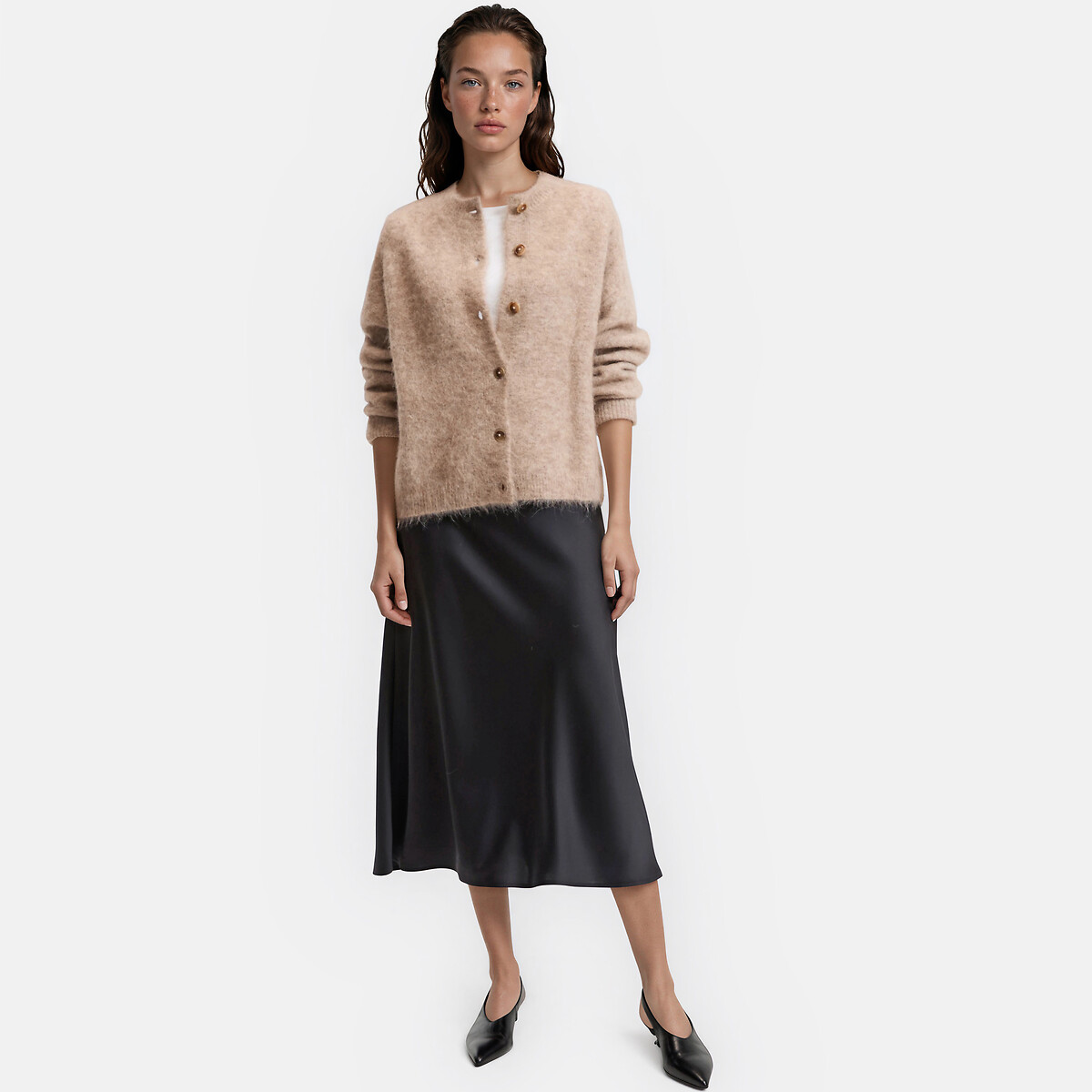 Signatures Jany Brushed Alpaca Blend Cardigan beige, LA REDOUTE COLLECTIONS