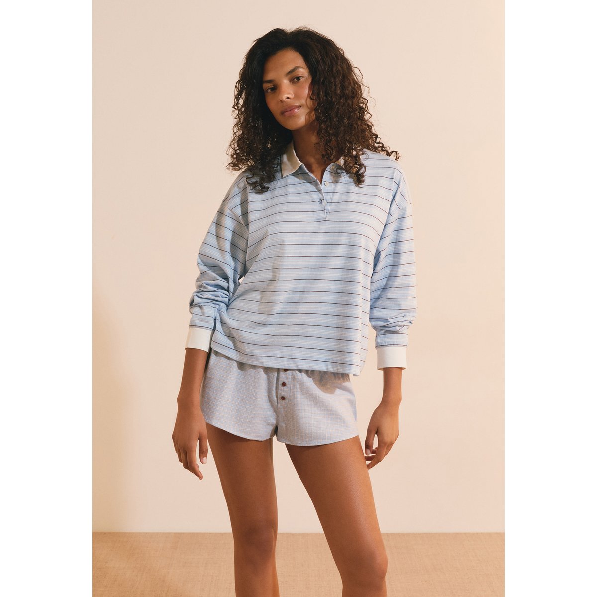 T-shirt manches longues à rayures en coton REMI bleu, ETAM