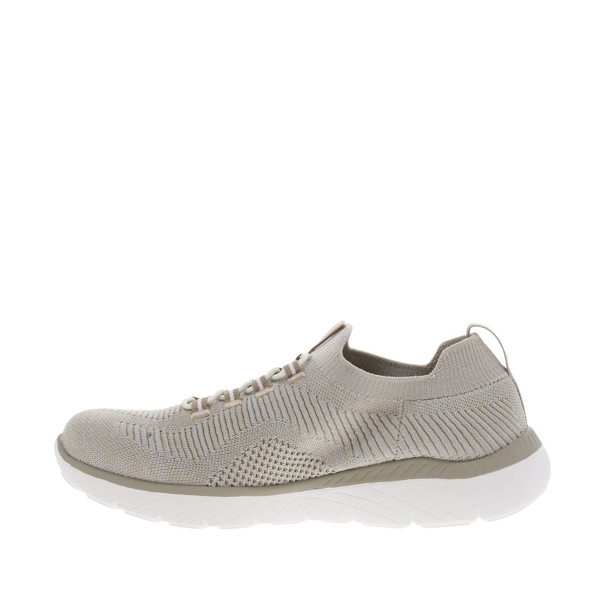 Baskets basses beige slip-on à semelle semi-compensée et fil textile argenté beige, RIEKER