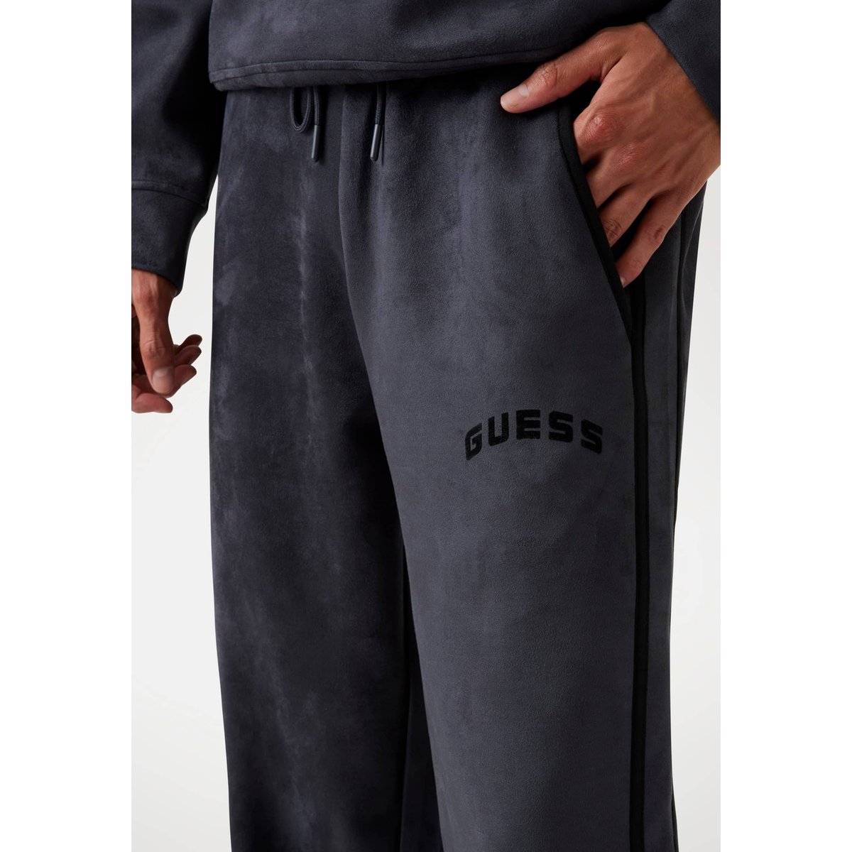 Pantalon Survêtement Néoprène Jambe Large gris, GUESS