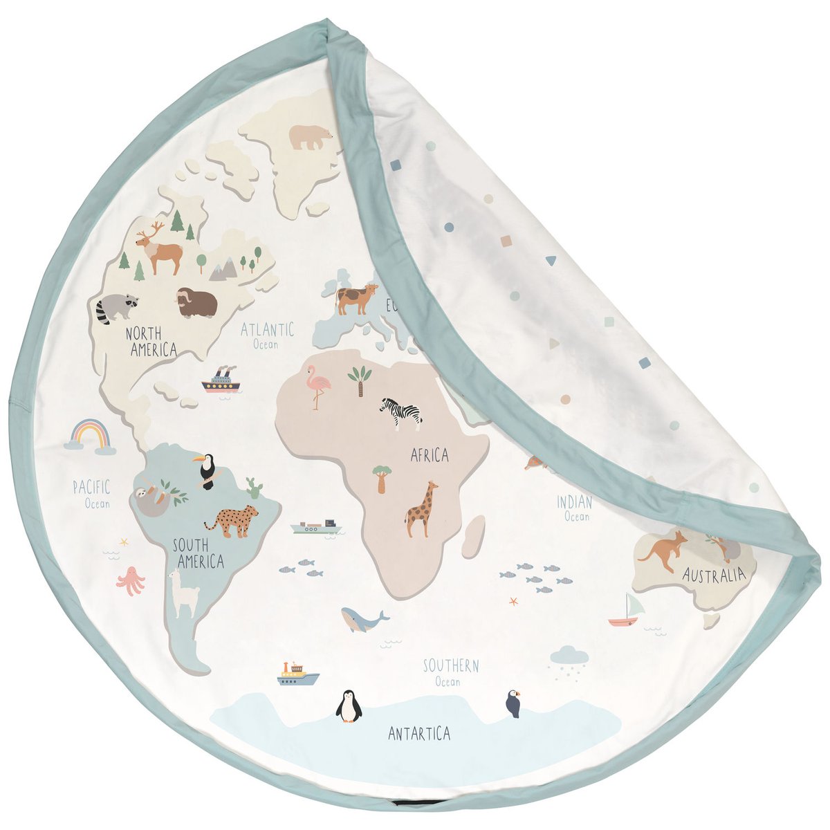 Sac à jouet 2 en 1 réversible Noomad Original blanc, vert d'eau, bleu, PLAY&GO