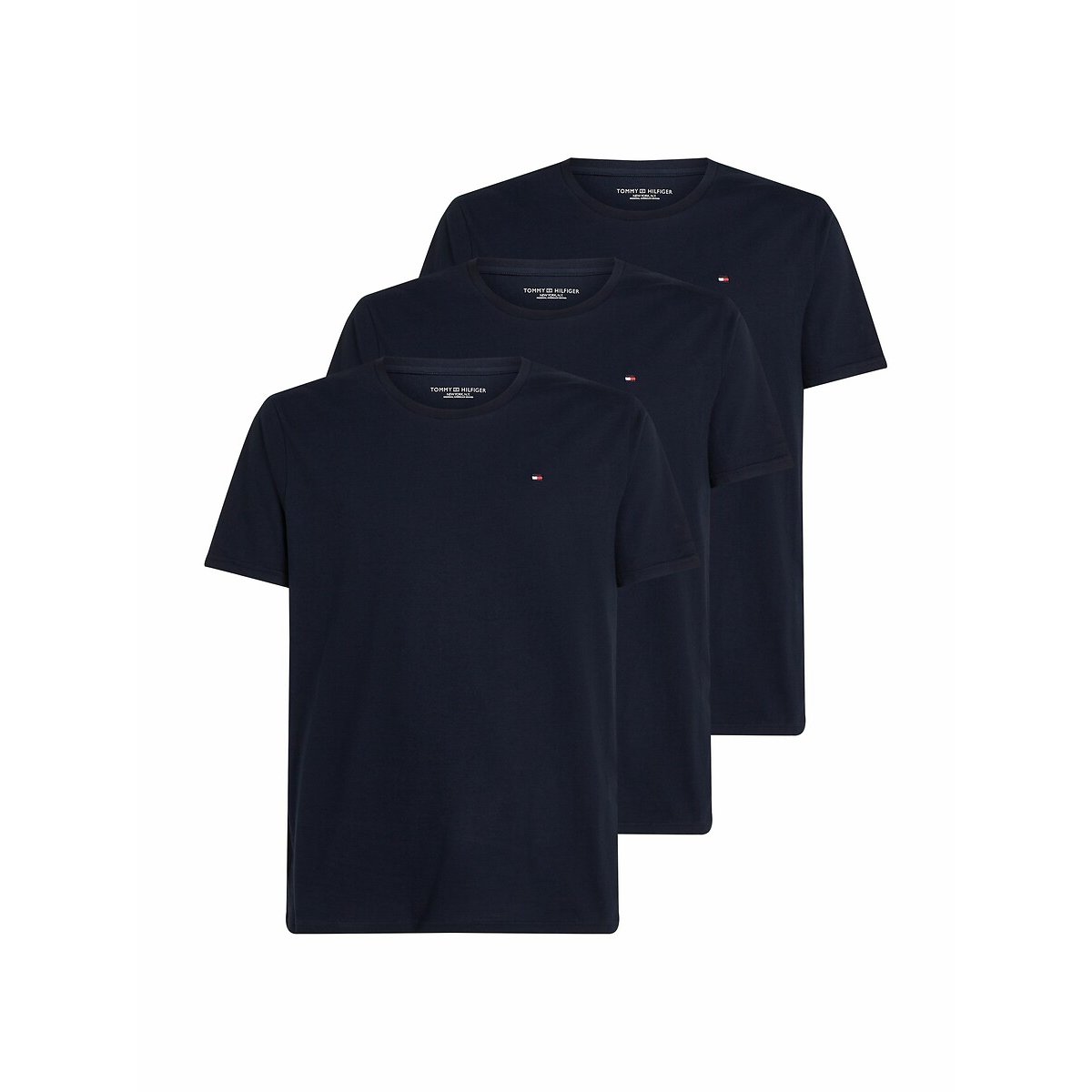 Lot de 3 t-shirts col rond signature cotton essent noir, TOMMY HILFIGER