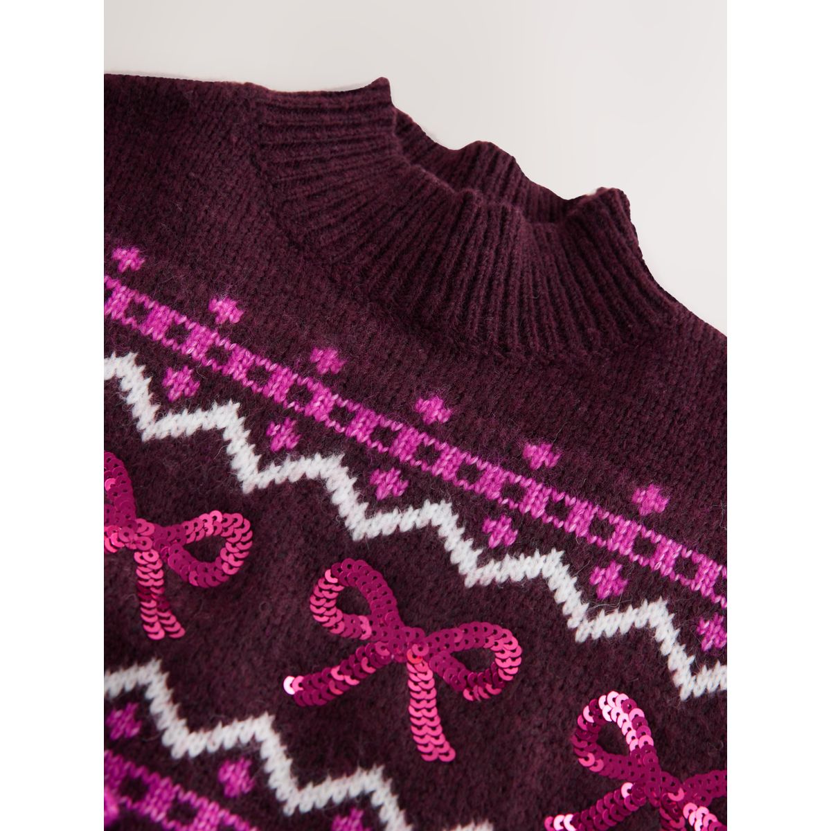Pull de noël à nœuds prune, NEXT