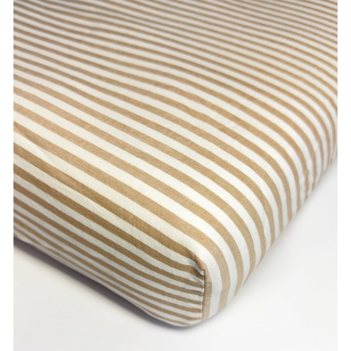 Drap housse 1 personne Percale de Coton Bio RAYÉ rayé ambre, KADOLIS