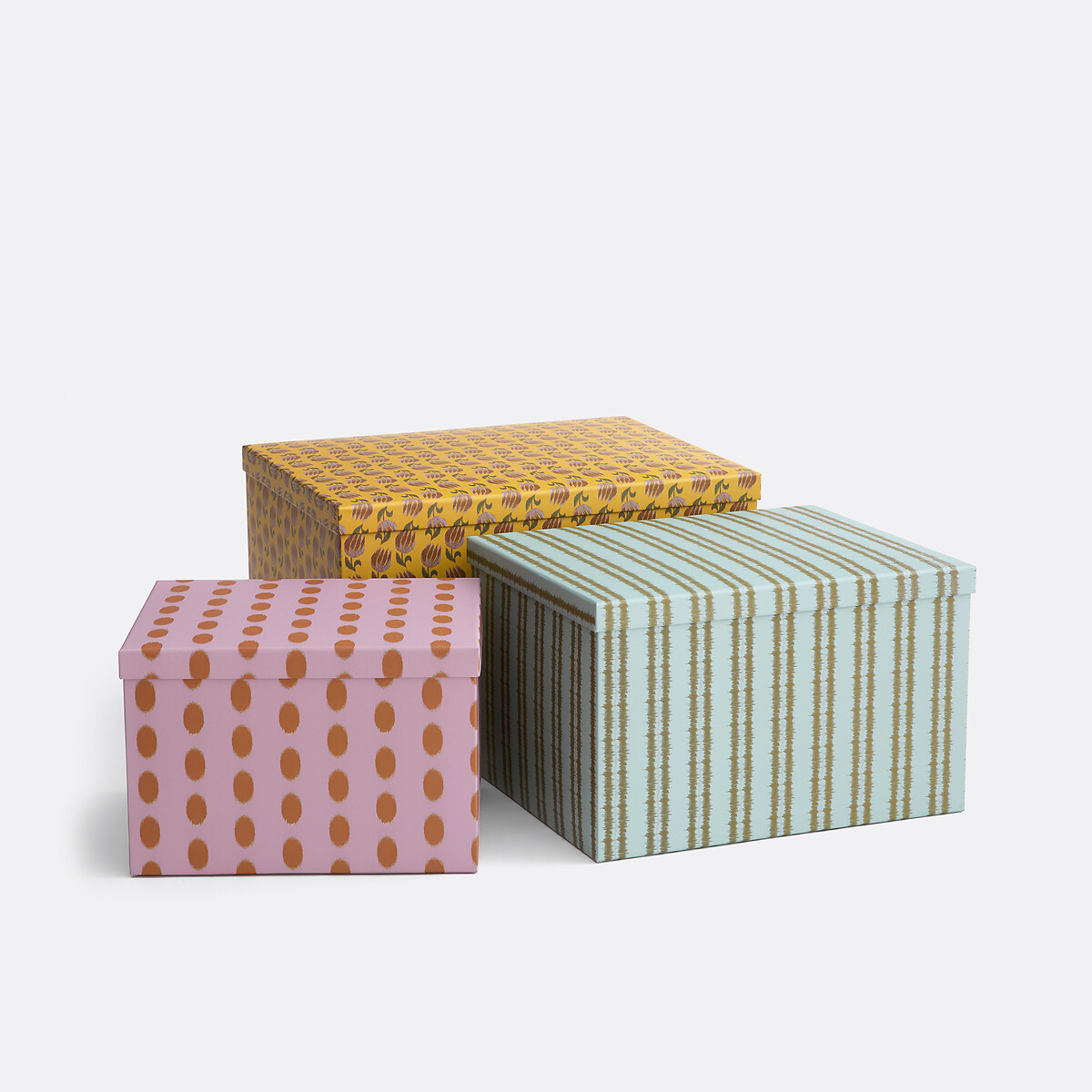Lot de 3 boîtes gigognes à couvercle, ASTI imprimé multicolore, LA REDOUTE INTERIEURS