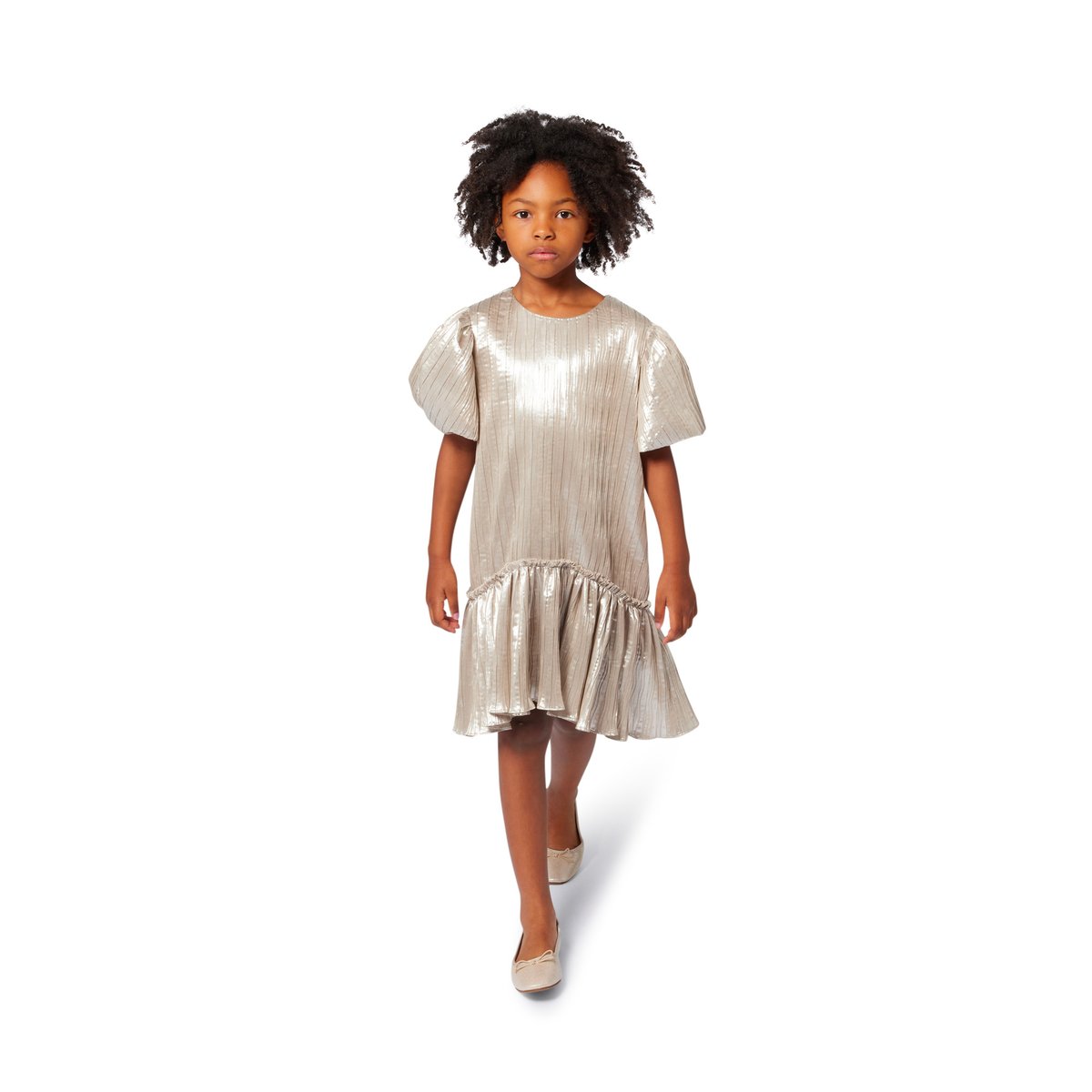 Robe avec manches ballon dore clair, BILLIEBLUSH