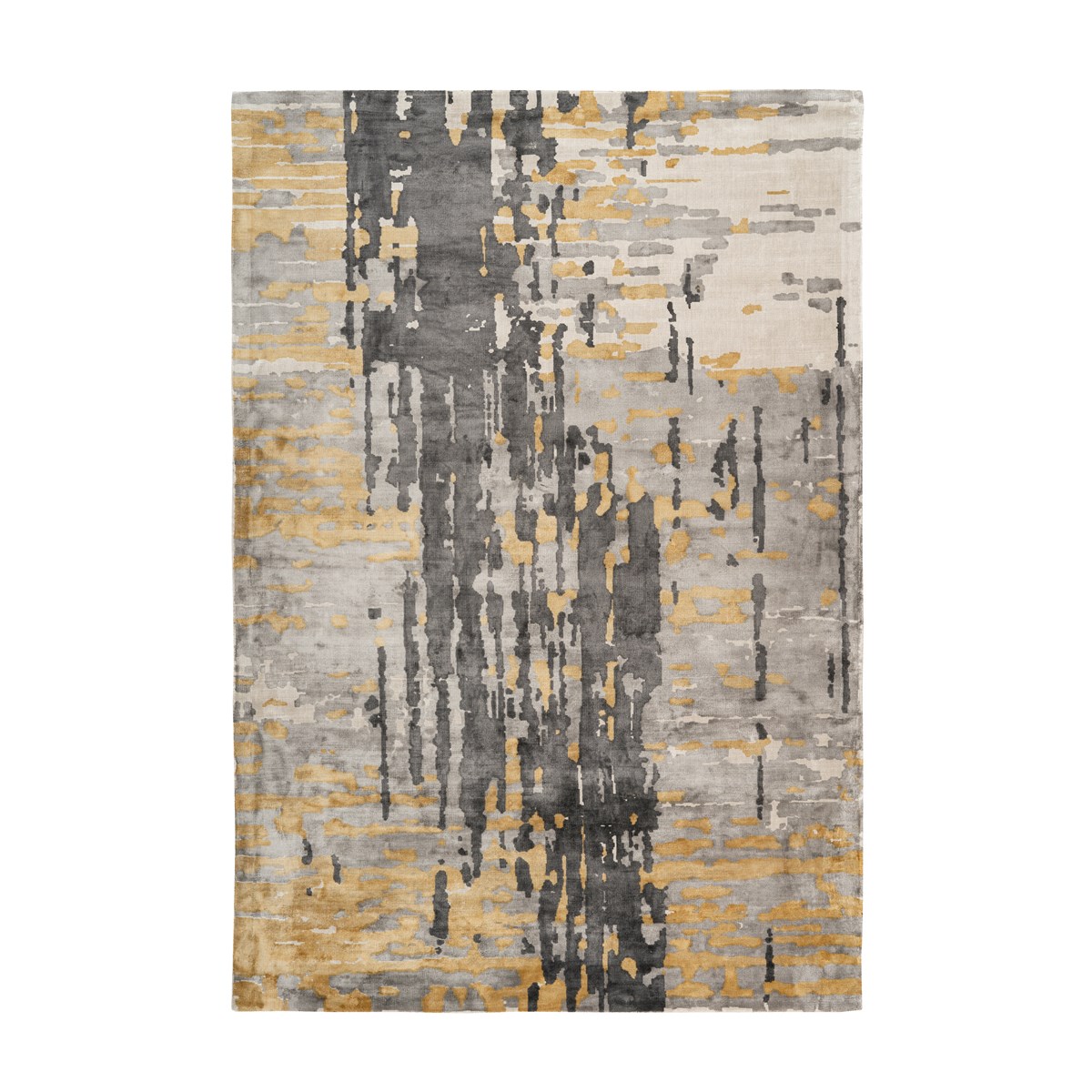 Tapis salon et chambre moderne tissé main BLAU jaune, NOVATREND