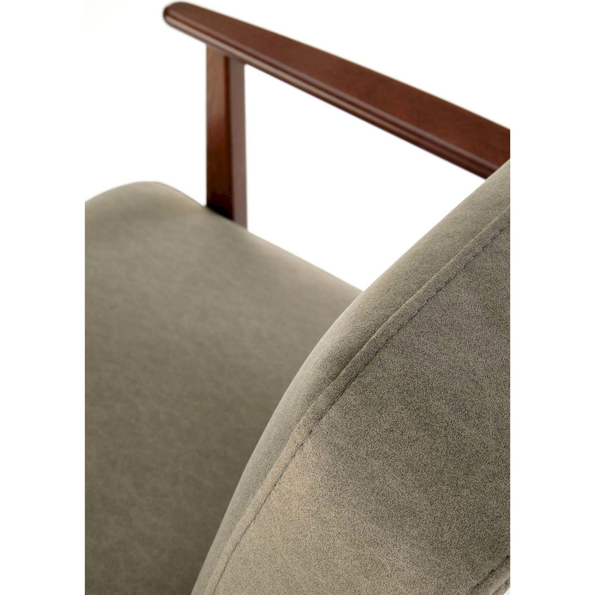 Fauteuil en tissu et bois de hêtre DELLITY olive et hêtre, RECOLLECTION