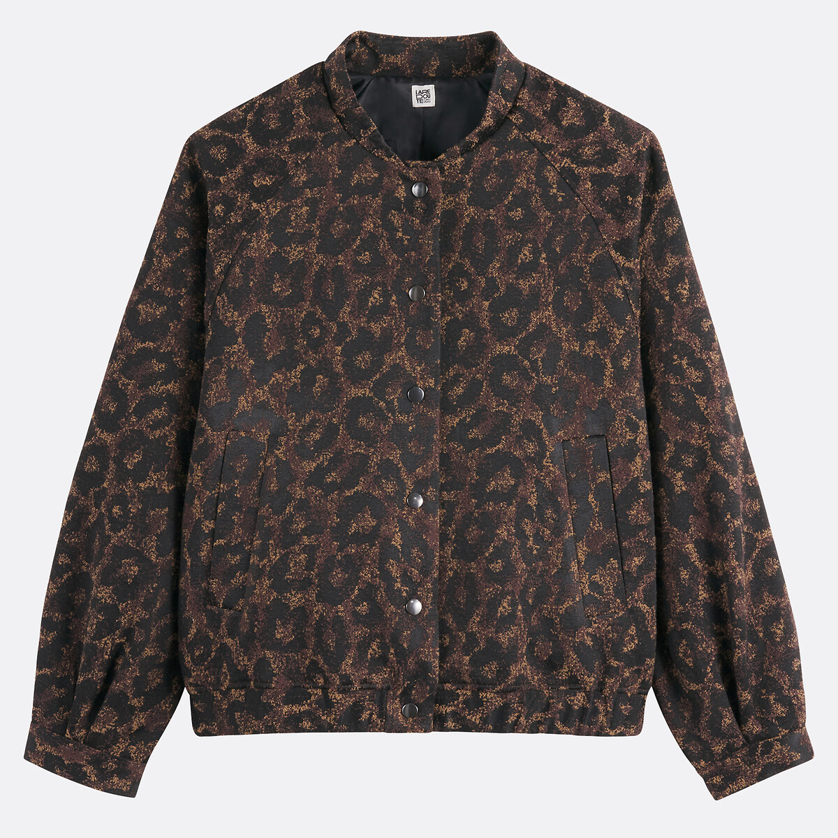 Short Oversized Bomber Jacket in Leopard Print Jacquard leopard print, LA REDOUTE COLLECTIONS