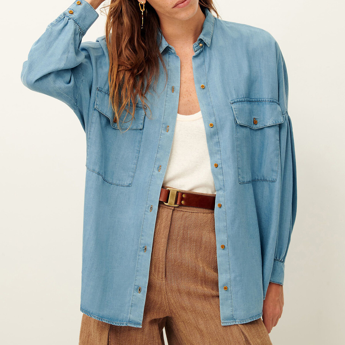 Chemise à poches plaquées, manches amples BOTANIA chambray, SESSUN