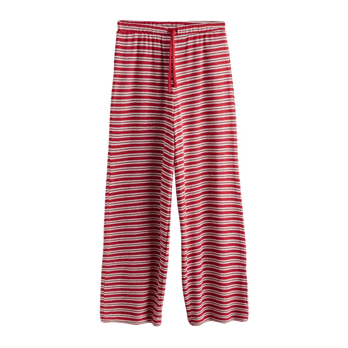 Pantalon large aspect maille rayure rouge/écru, NEXT