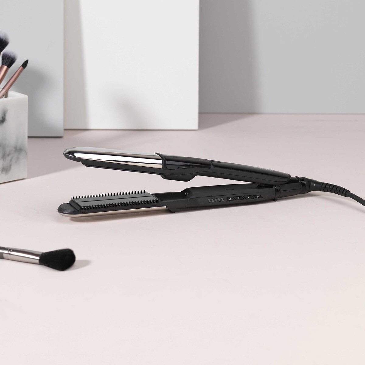 Lisseur vapeur 2 en 1 Steam Shine noir/argent, BABYLISS
