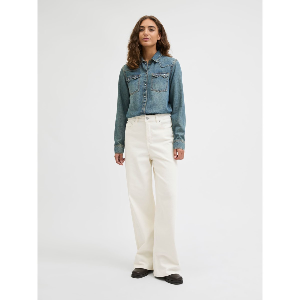 Jean À Coupe Large white denim, JJXX