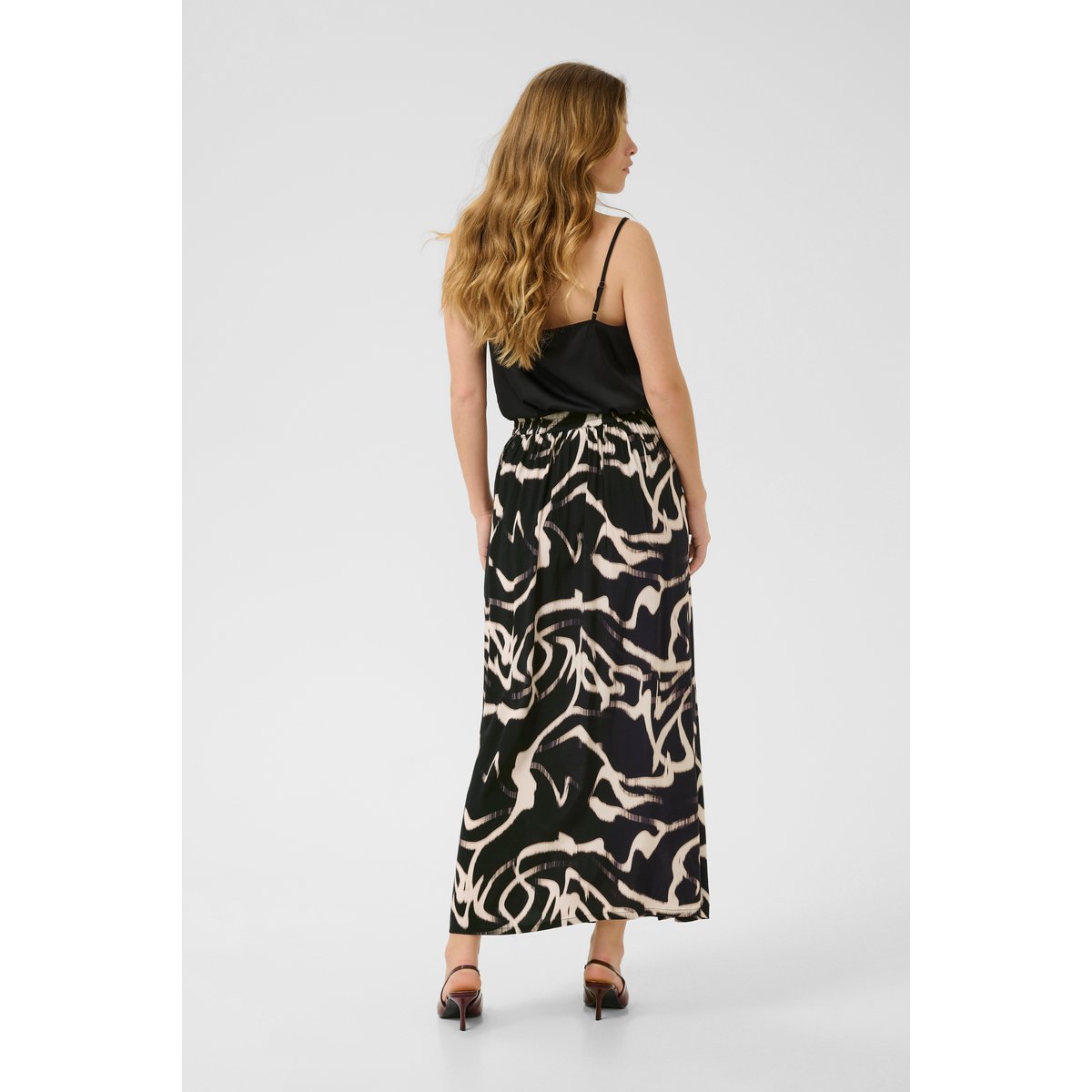 Jupe - tissage léger noir/beige nature organic lines, KAFFE