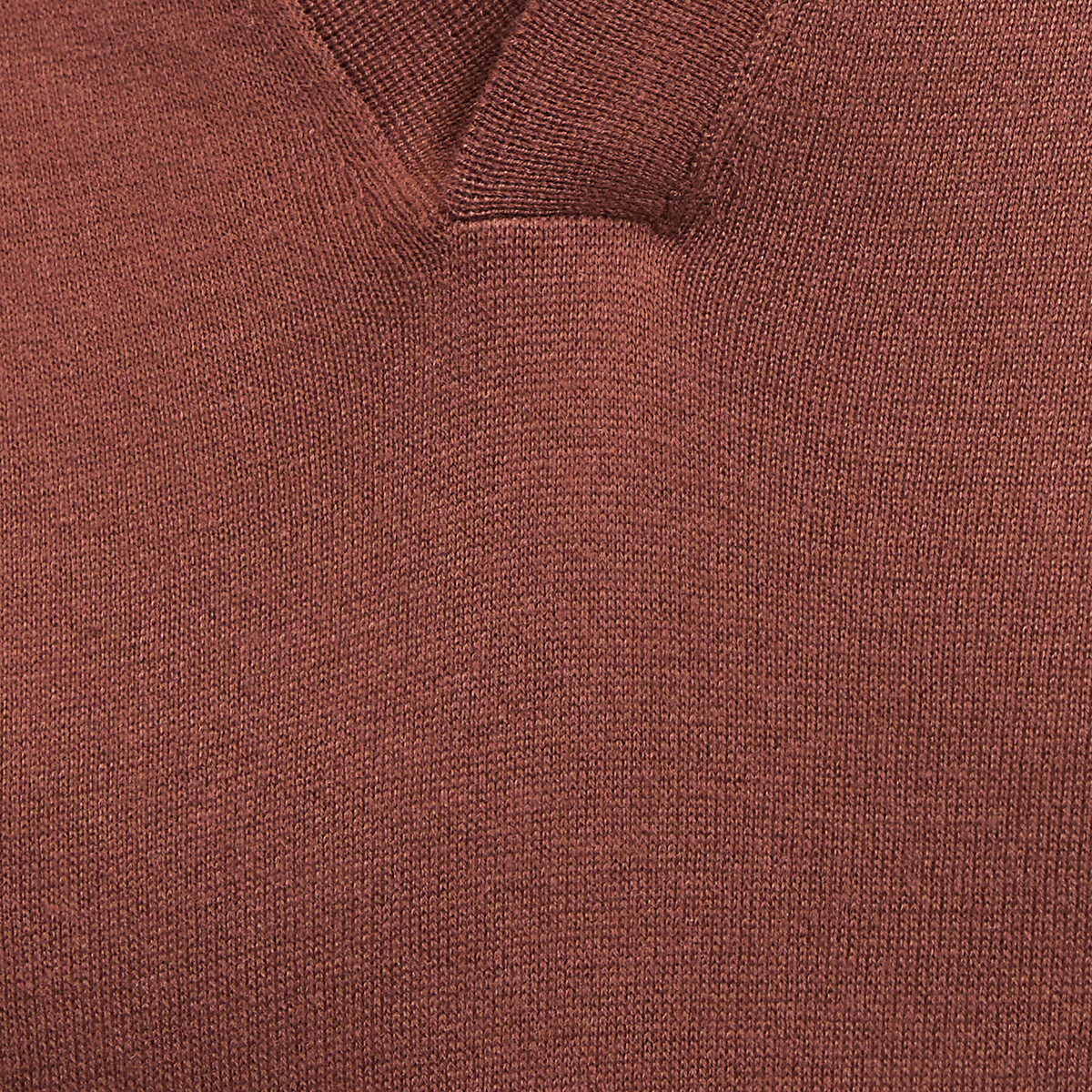 Polo de manga corta y cuello en pico marrón, LA REDOUTE COLLECTIONS