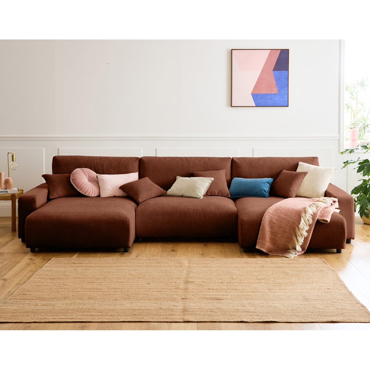 Canapé Panoramique Convertible 7 places - PIVOINE terracotta, BEST MOBILIER
