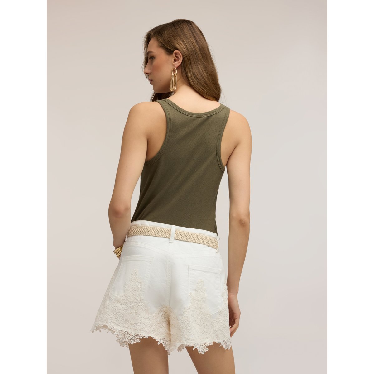 Top avec applications de pierres verde militare, MOTIVI