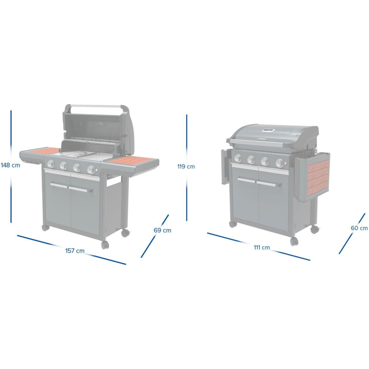 Barbecue gaz Premium 4W noir 4 brûleurs sur chariot, 72x46 cm noir, CAMPINGAZ