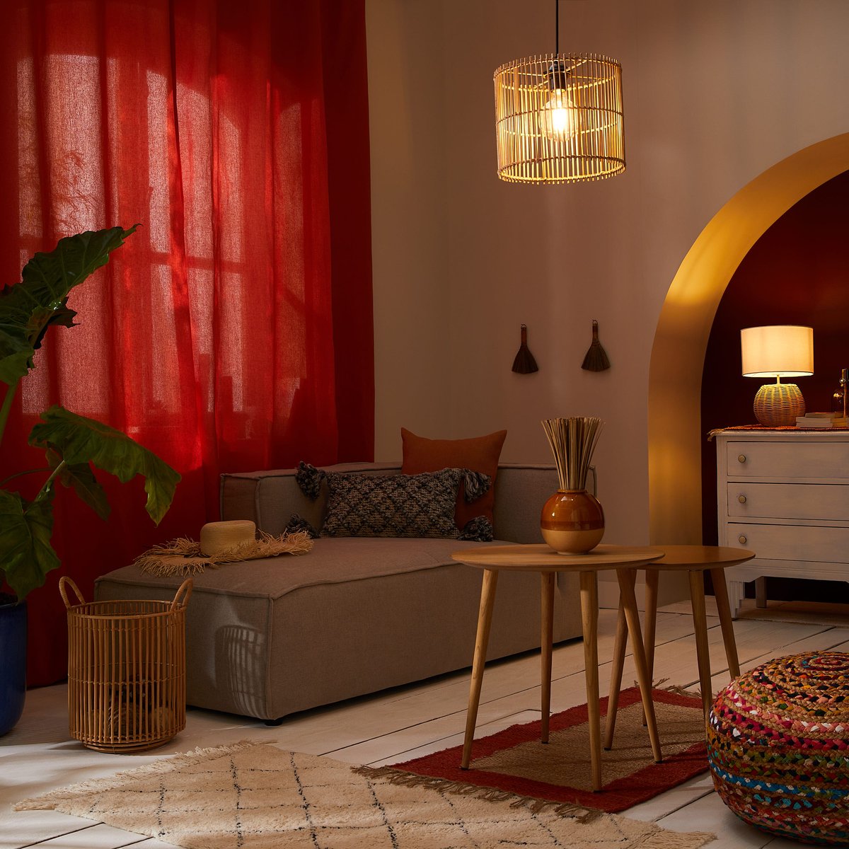 Rideau tamisant coton, KALPE orange, INSPIRE