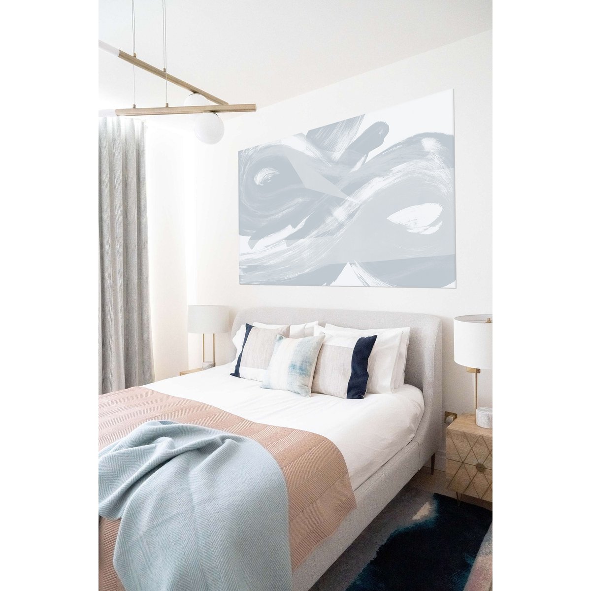 Tableau infini bleu ciel en toile imprimée, 200x110 cm bleu ciel, ACTE DECO