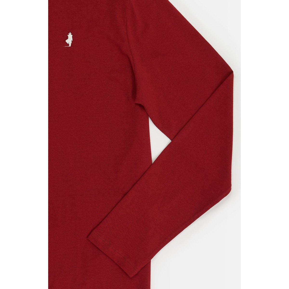 T-shirt manches longues uni col rond rouge, MCS