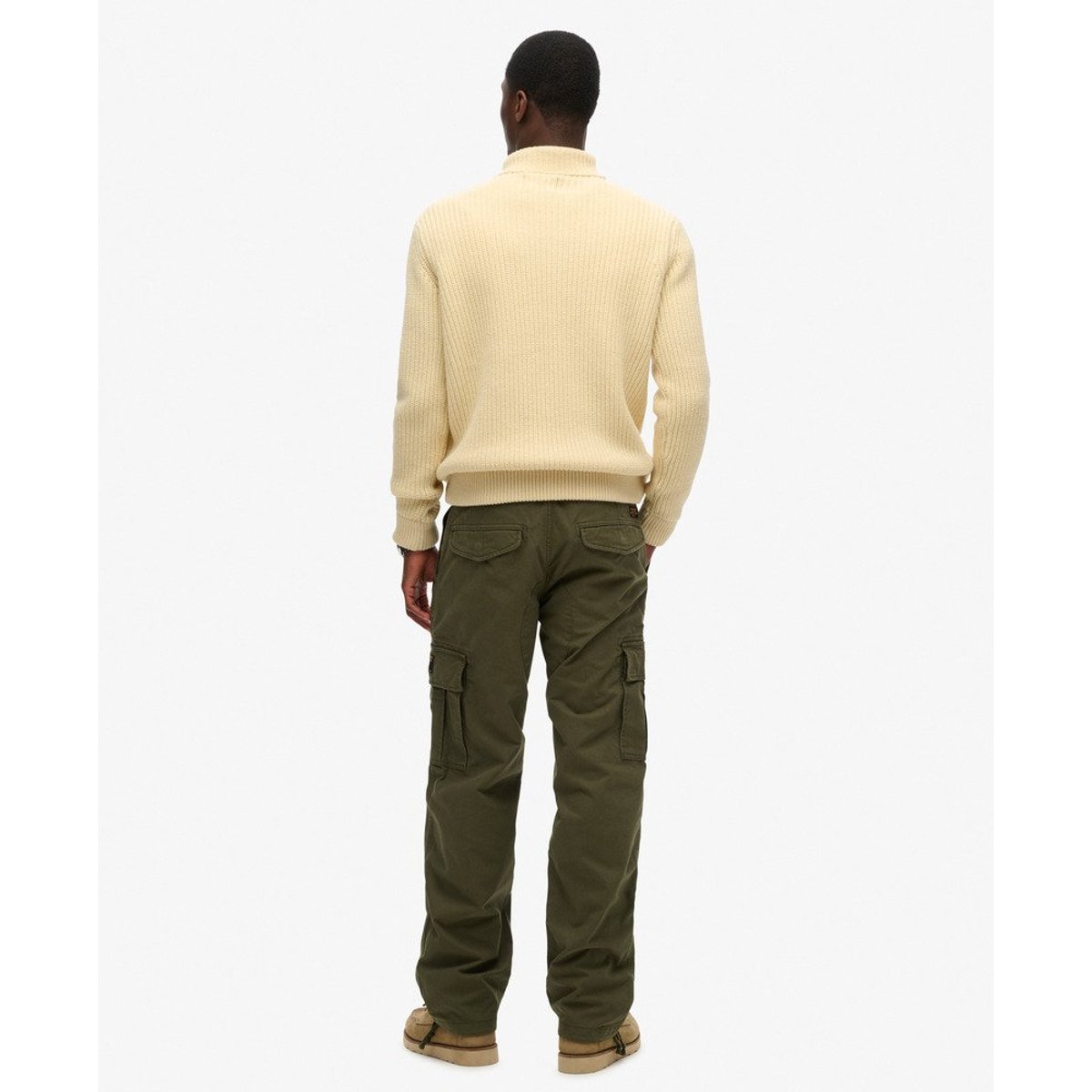 Pantalon cargo baggy en coton biologique vert olive drab, SUPERDRY