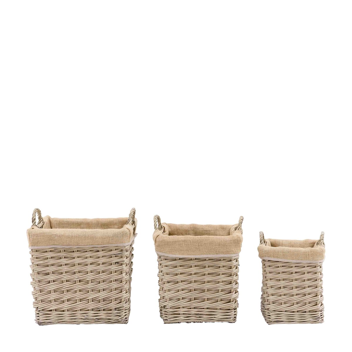 Set of 3 Square Lined Baskets in Natural brown              , ÉDITÉ