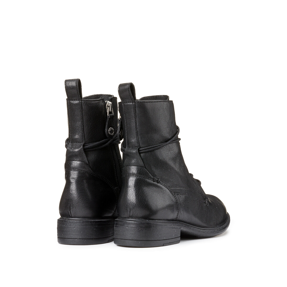 Ademende leren boots met veters Catria zwart, GEOX
