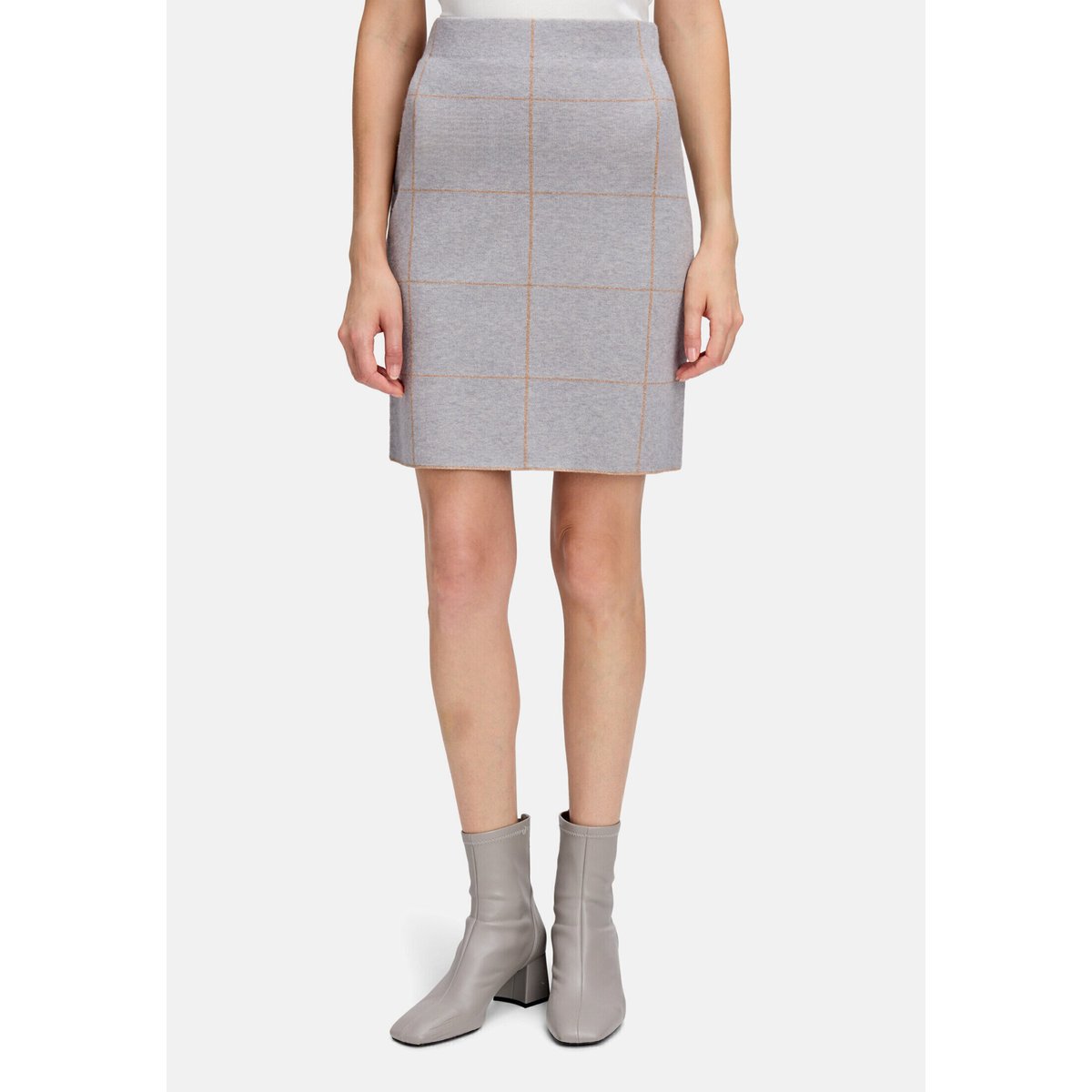 Jupe en maille à motif jacquard patch grey/beige, BETTY BARCLAY